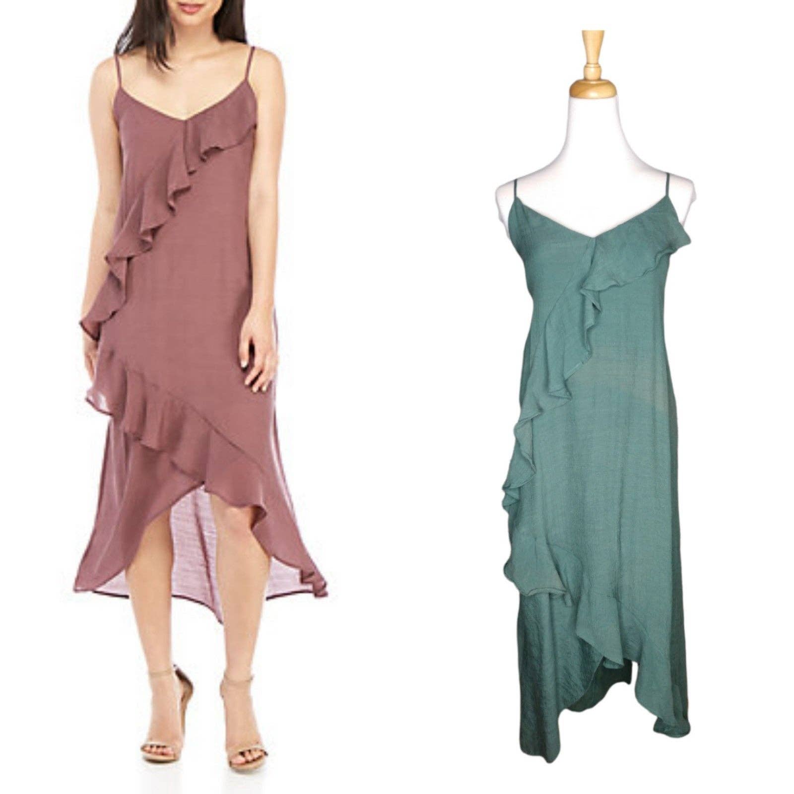 Ruffle Front High Low Dress Size L